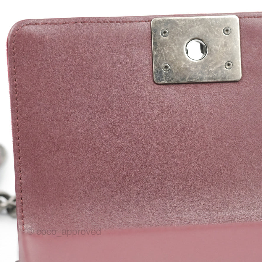 Chanel Small Boy Burgundy Velvet Ruthenium Hardware