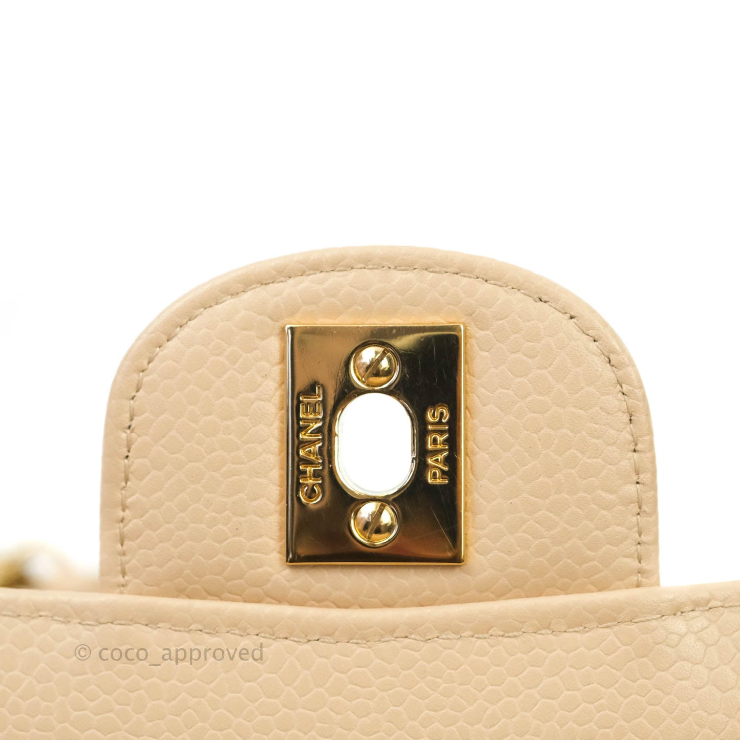 Chanel Classic M/L Medium Double Flap Beige Caviar Gold Hardware