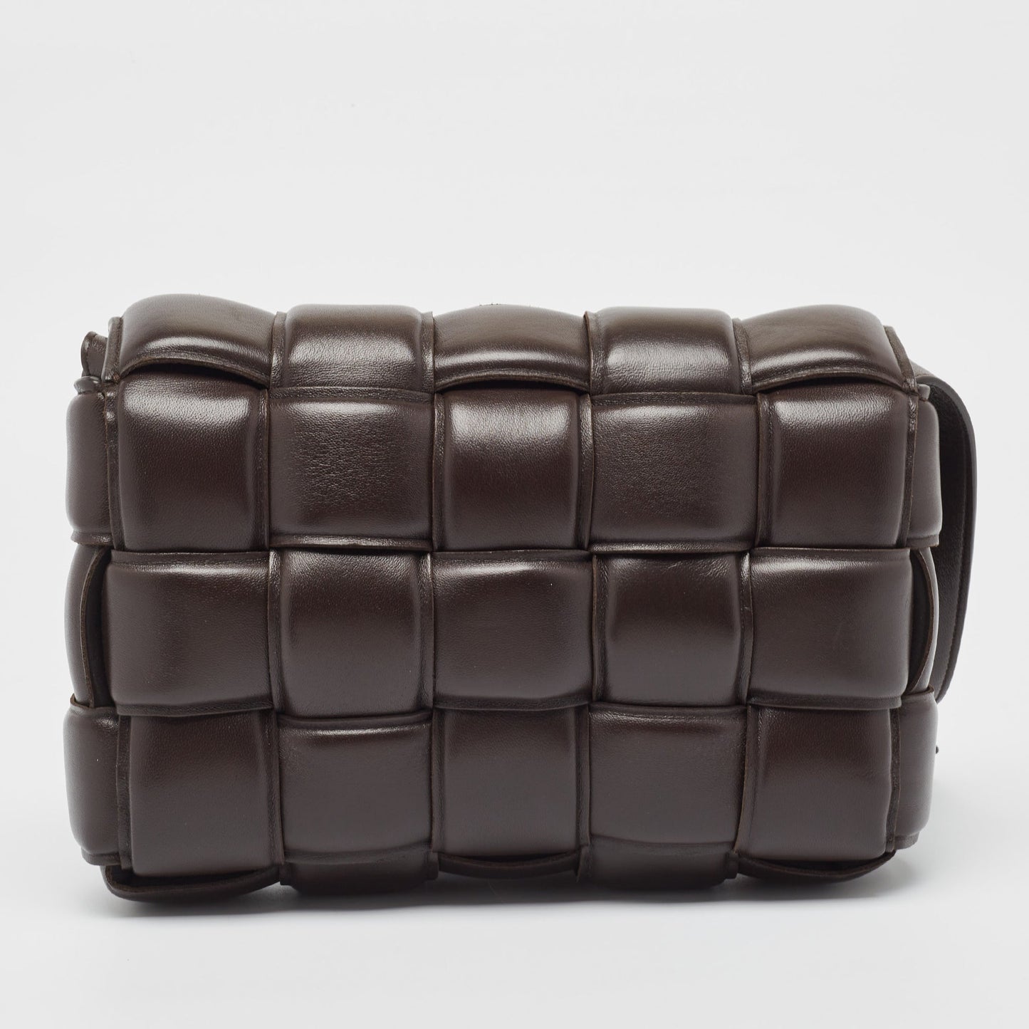 Luxury Bottega Veneta Dark Brown Padded Leather Cassette Shoulder Bag