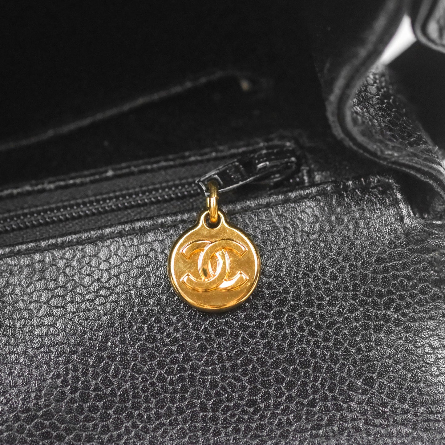 Chanel Shoulder Vintage Black Caviar 24K Gold Hardware