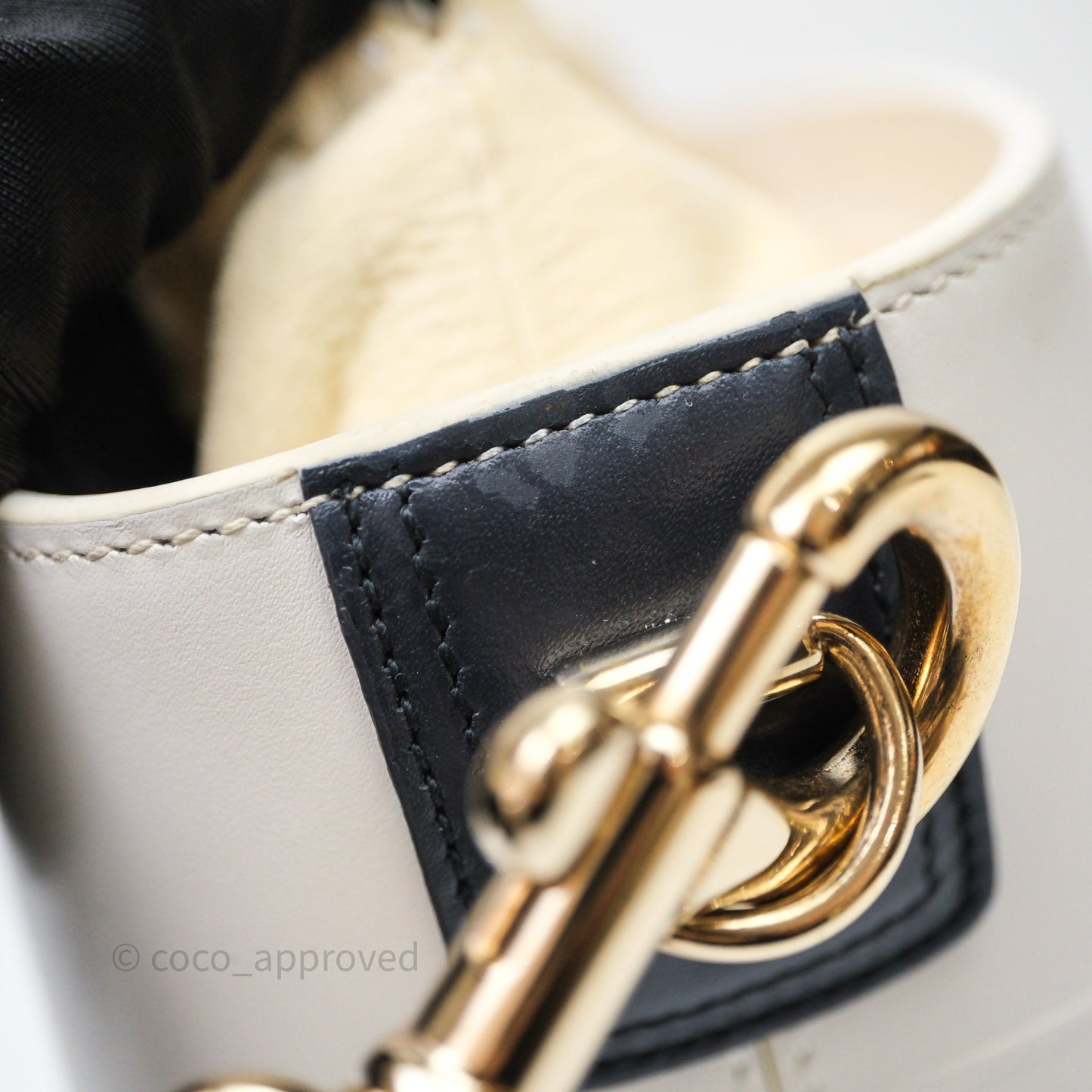 Dior Small Vibe Bucket Bag White Navy Smooth Calfskin
