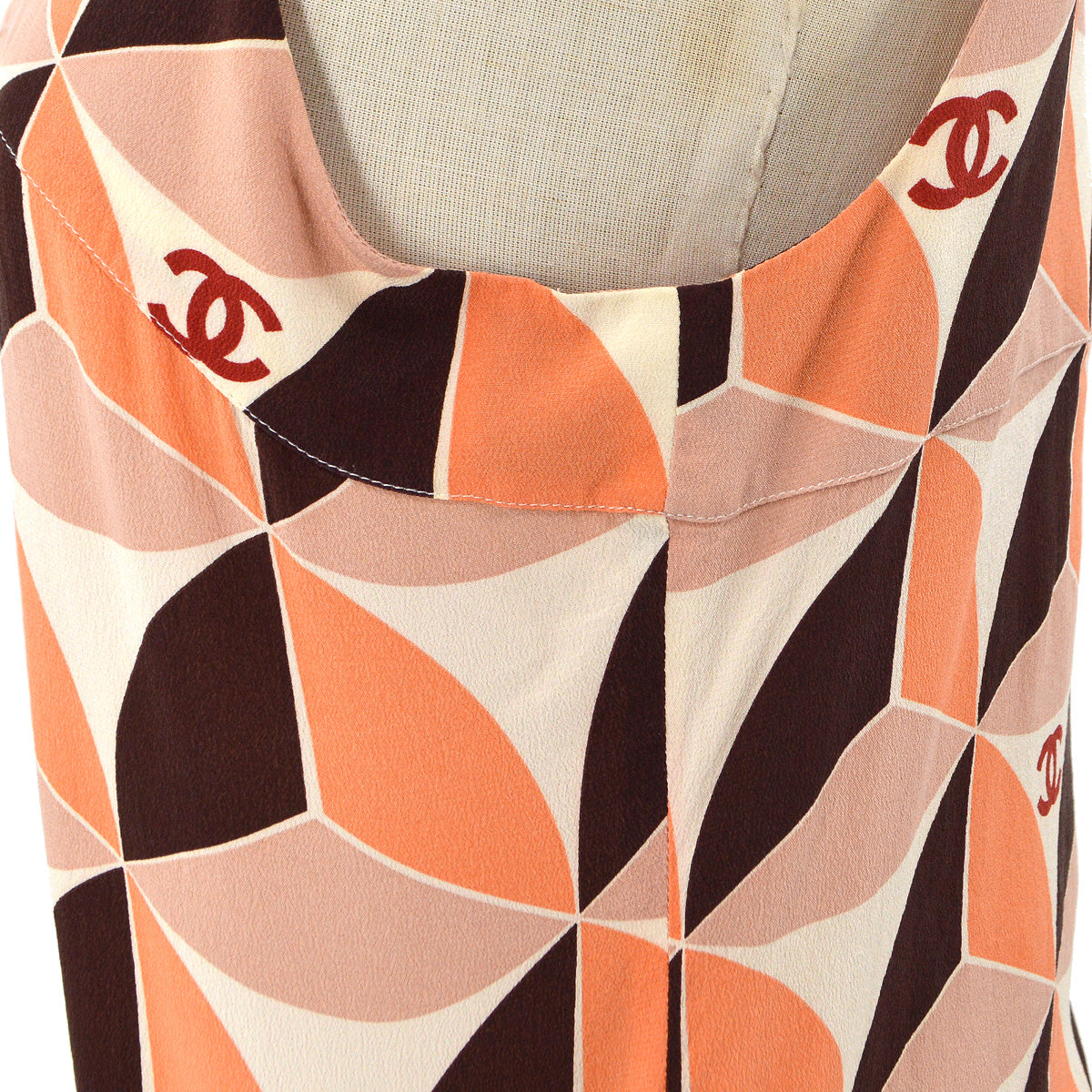 Luxury Chanel 2001 Fall CC geometric-print silk top #42
