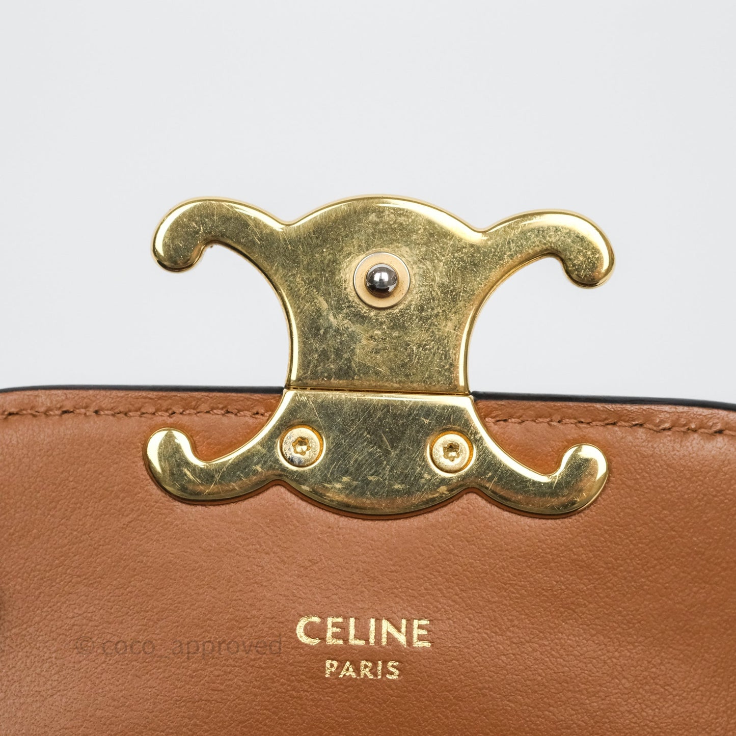 Celine Mini Triomphe Canvas Tan Calfskin