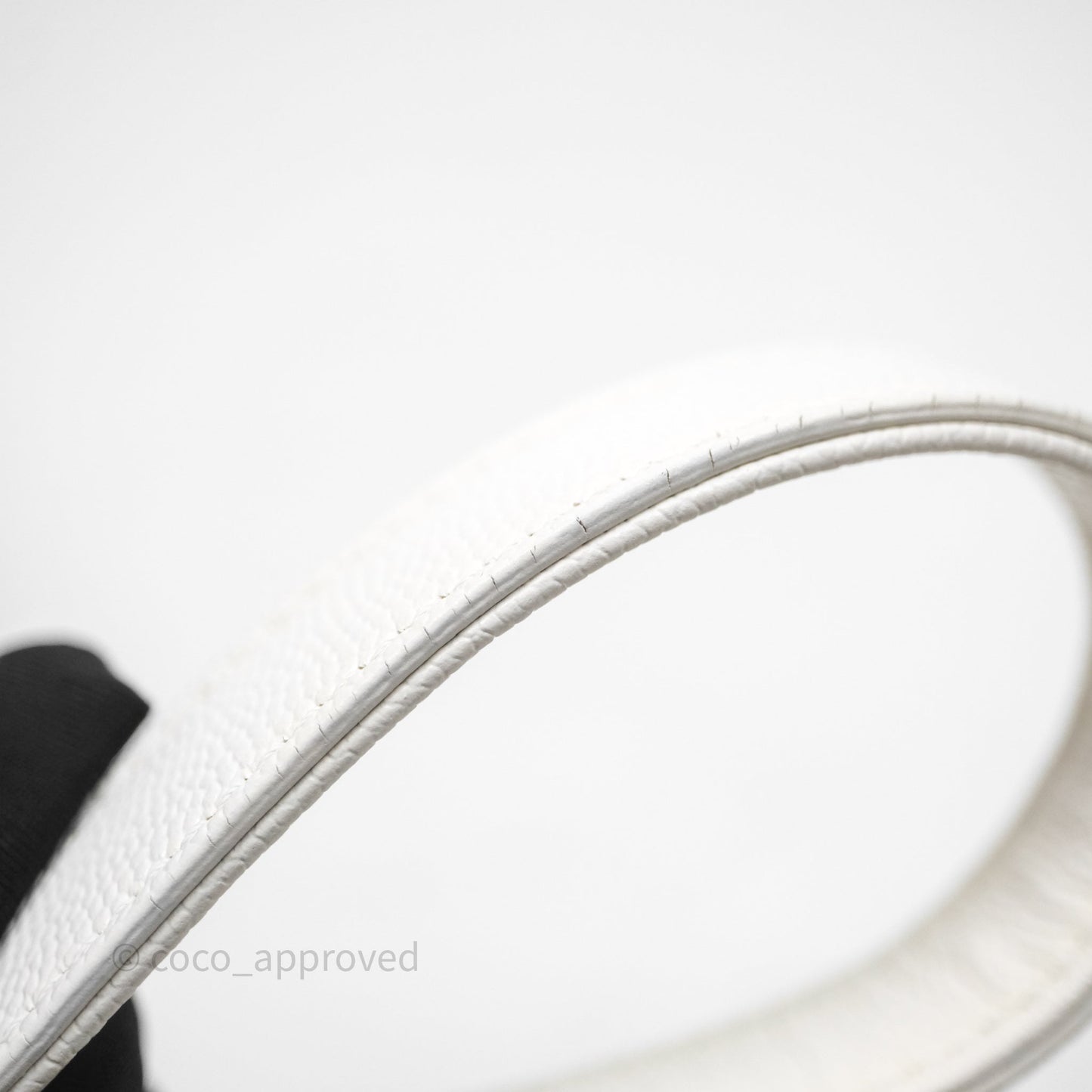 Chanel Bracelet On Chain Small Flap Bag White Caviar Aged Gold Hardware