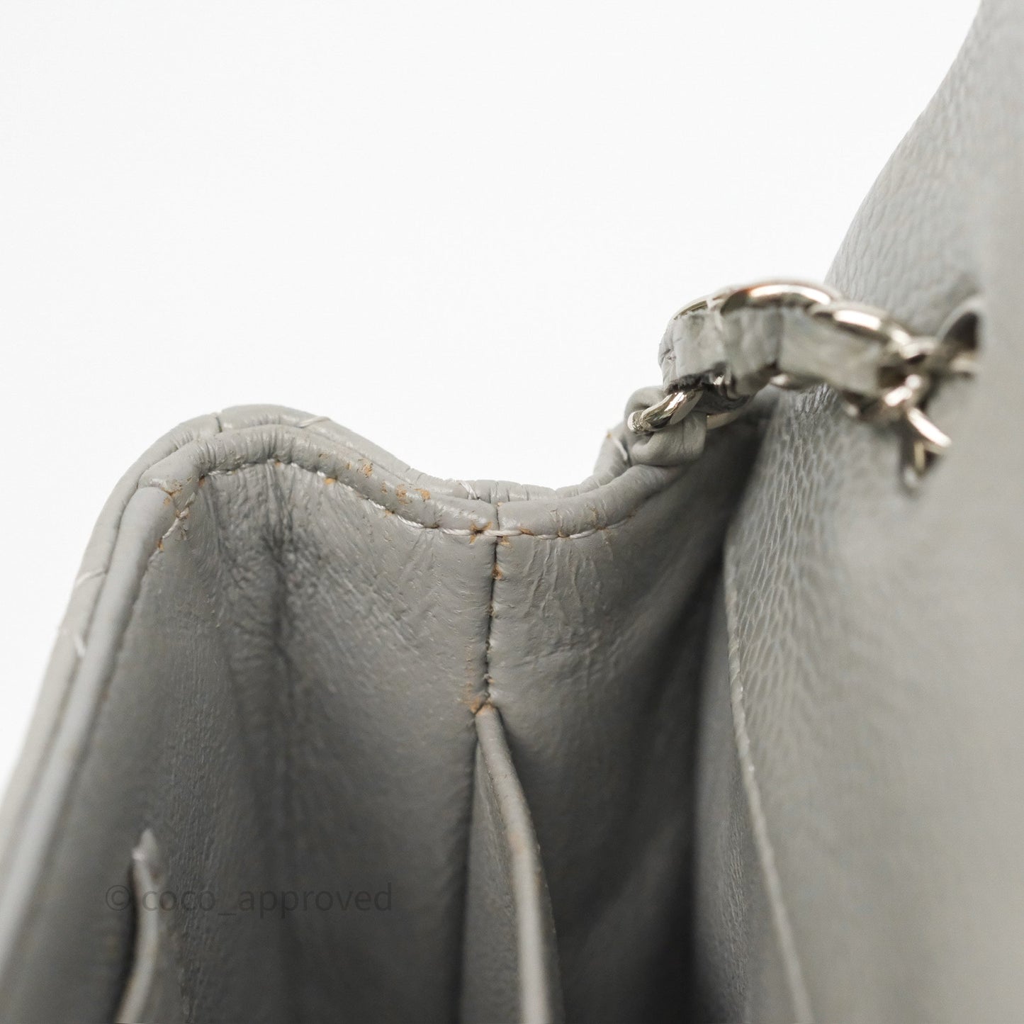 Chanel Extra Mini Rectangular Flap Quilted Light Grey Caviar Silver Hardware