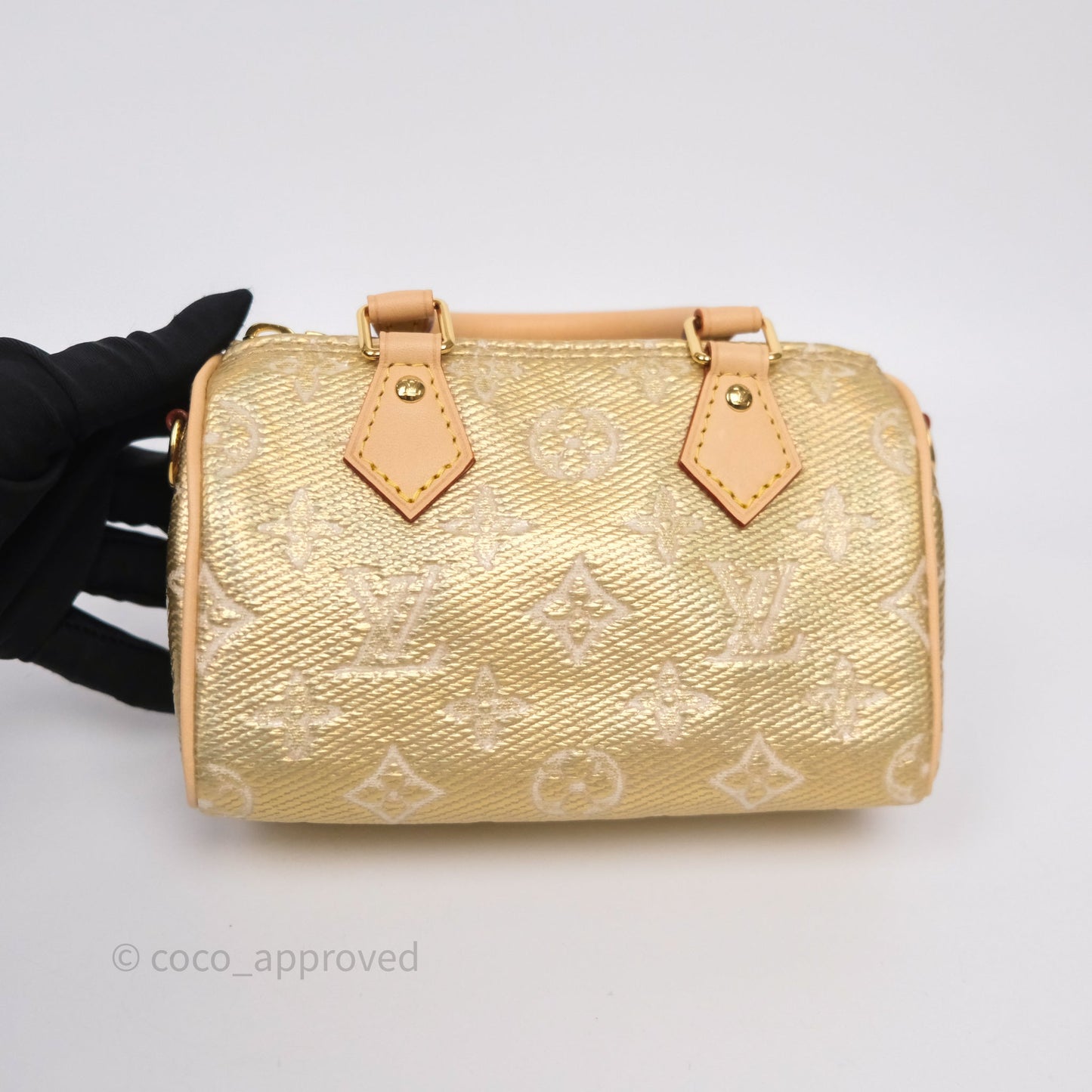 Louis Vuitton Nano Speedy Monogram Gold Jacquard Fabric