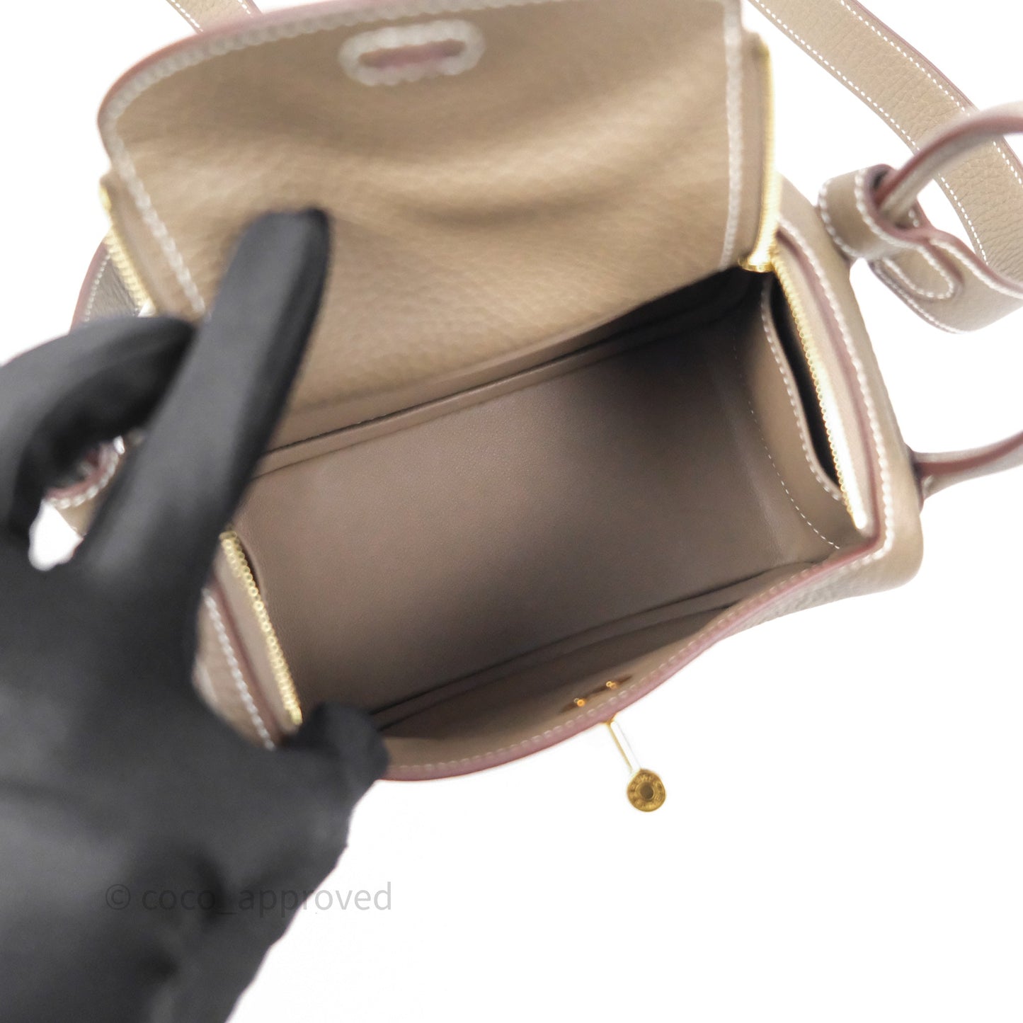 Hermès Mini Lindy 20 Etoupe 18 Clemence Gold Hardware