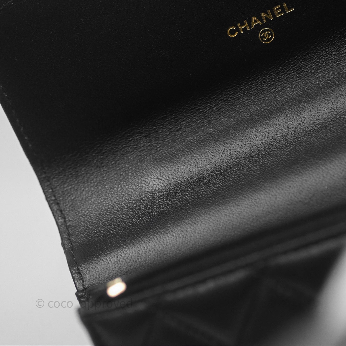 Chanel Camellia Handle Mini WOC Phone Holder with Chain Black Lambskin 23K