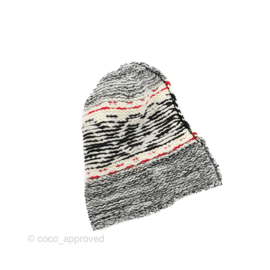 Chanel Wool Shearling CC Beanie Hat White Black Red