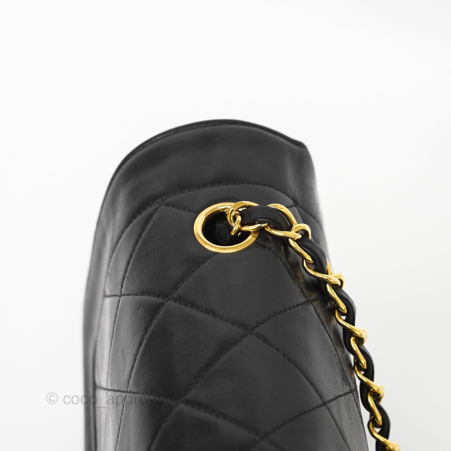 Chanel Vintage Small Classic Diana Quilted Black Lambskin 24K Gold Hardware