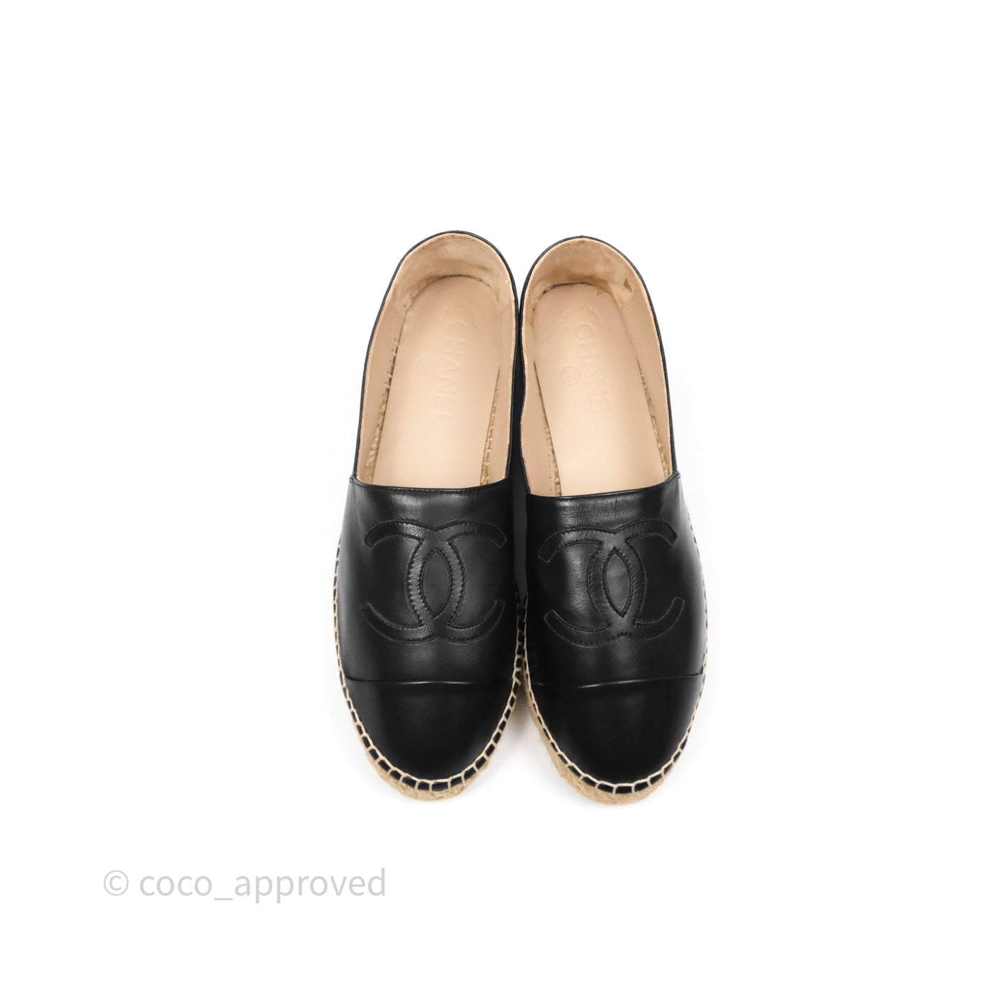 Chanel Espadrille Black Leather Size 38