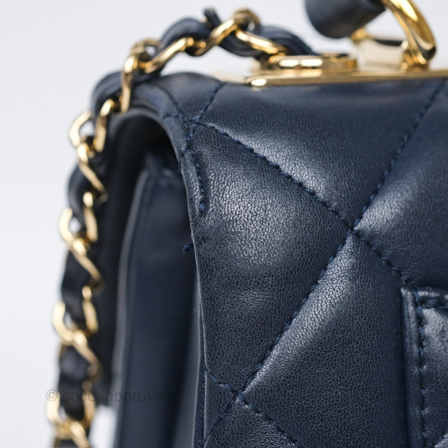 Chanel Small Trendy CC Navy Lambskin Gold Hardware