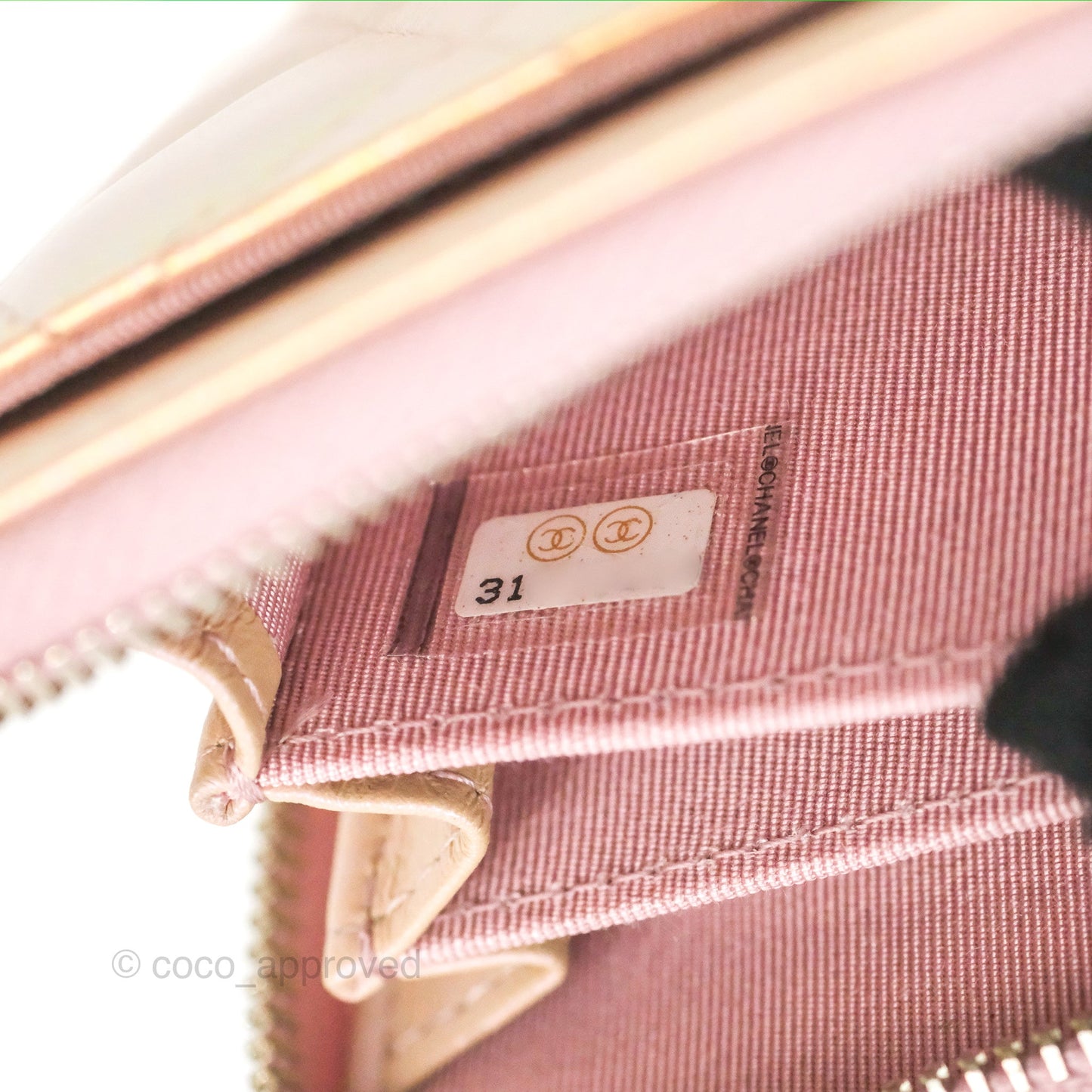 Chanel Classic Zipped Coin Purse Iridescent Pink Calfskin Silver Hardware