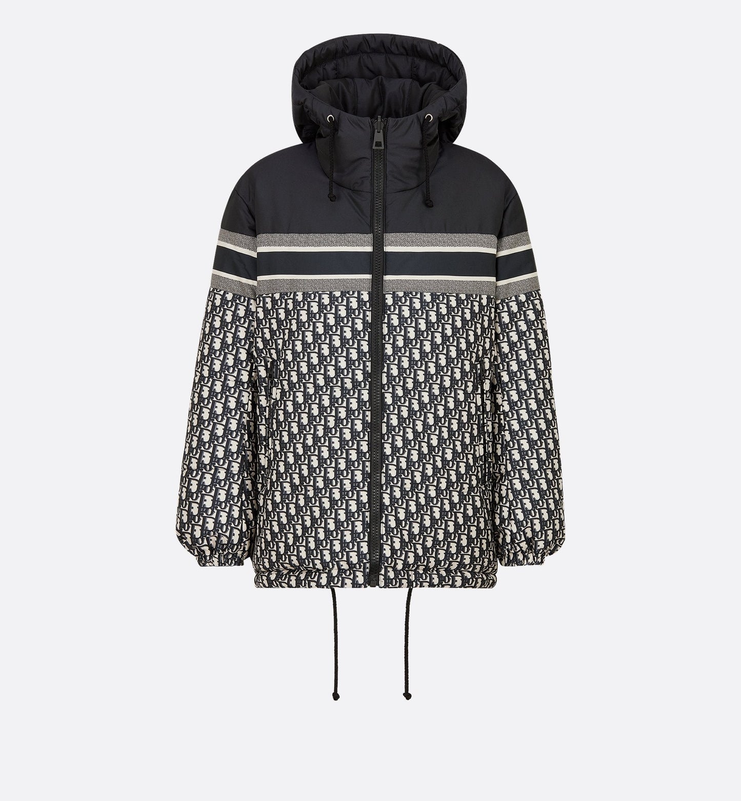 Reversible Long Puffer Jacket Blue And Ecru Luxury Dior Oblique Quilted Technical Taffeta