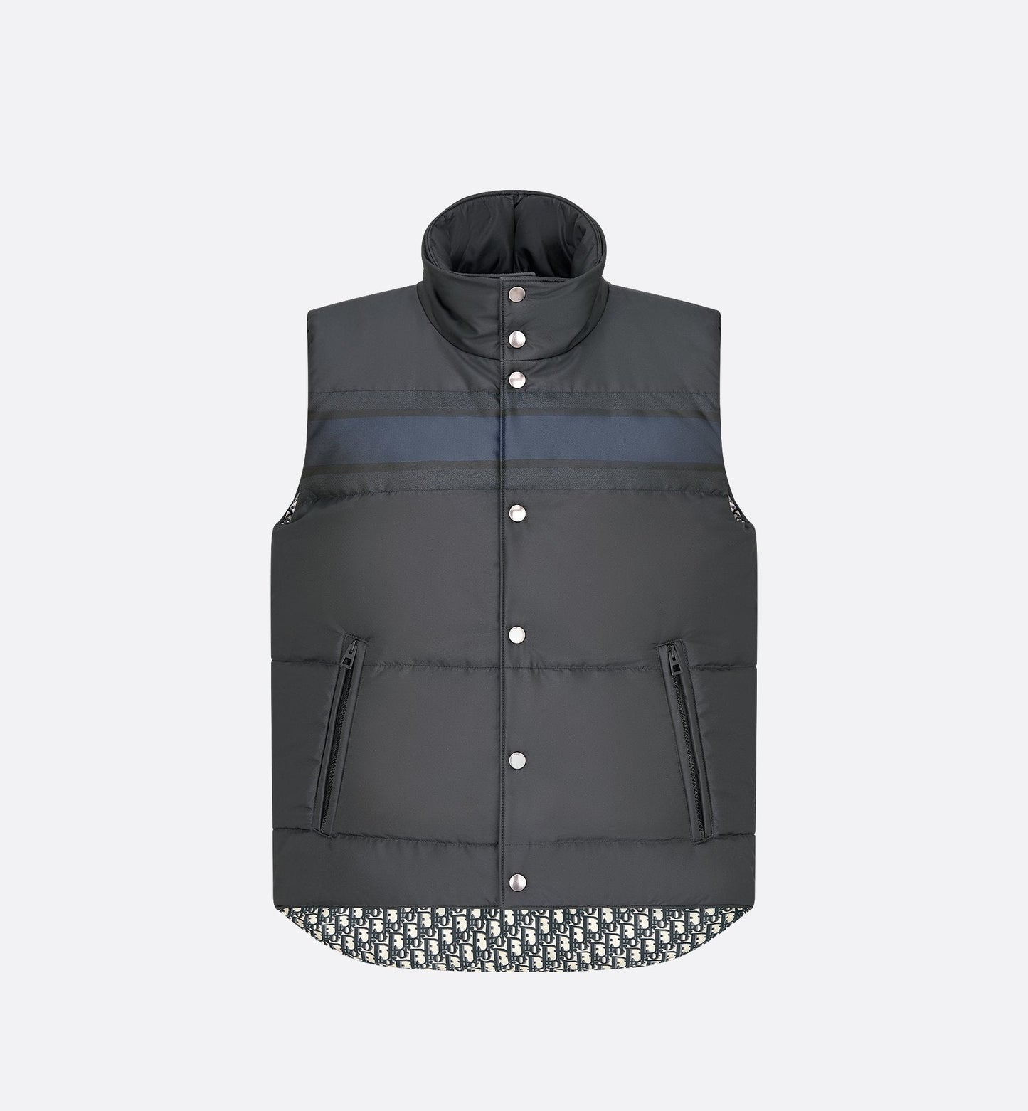 Reversible Puffer Vest Blue And Ecru Luxury Dior Oblique Quilted Technical Taffeta