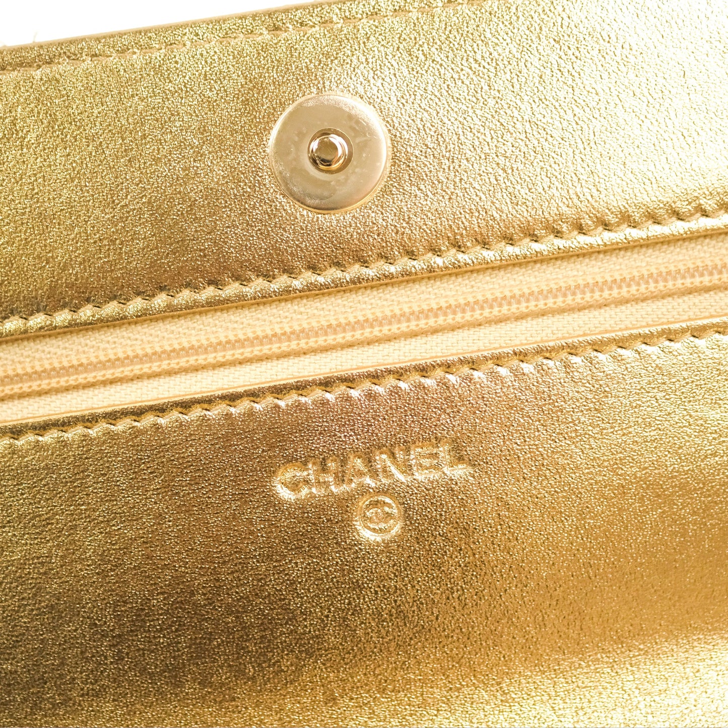 Chanel Quilted Classic Wallet on Chain WOC Metallic Gold Calfskin Gold Hardware