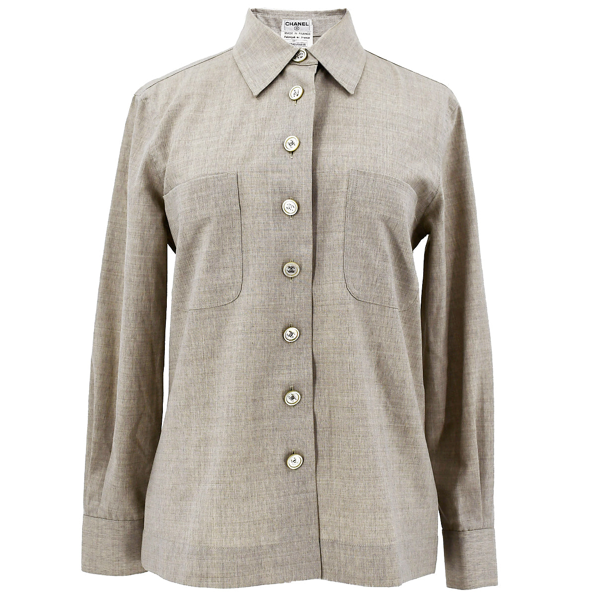 Luxury Chanel 1997 CC-buttons wool shirt #36
