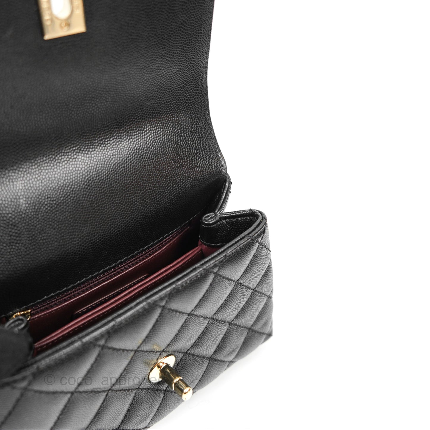 Chanel Mini Coco Handle Quilted Black Caviar Gold Hardware