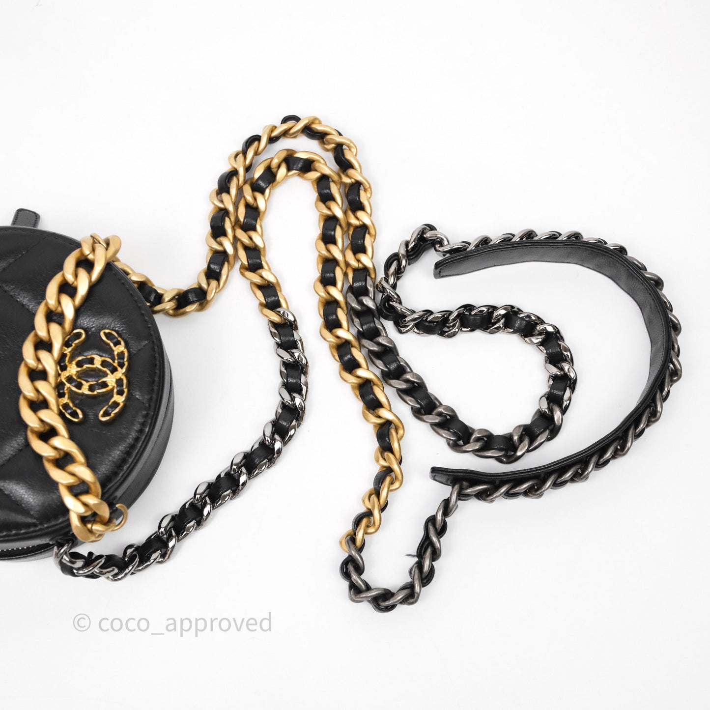 Chanel 19 Round Clutch With Chain Black Mixed Hardware