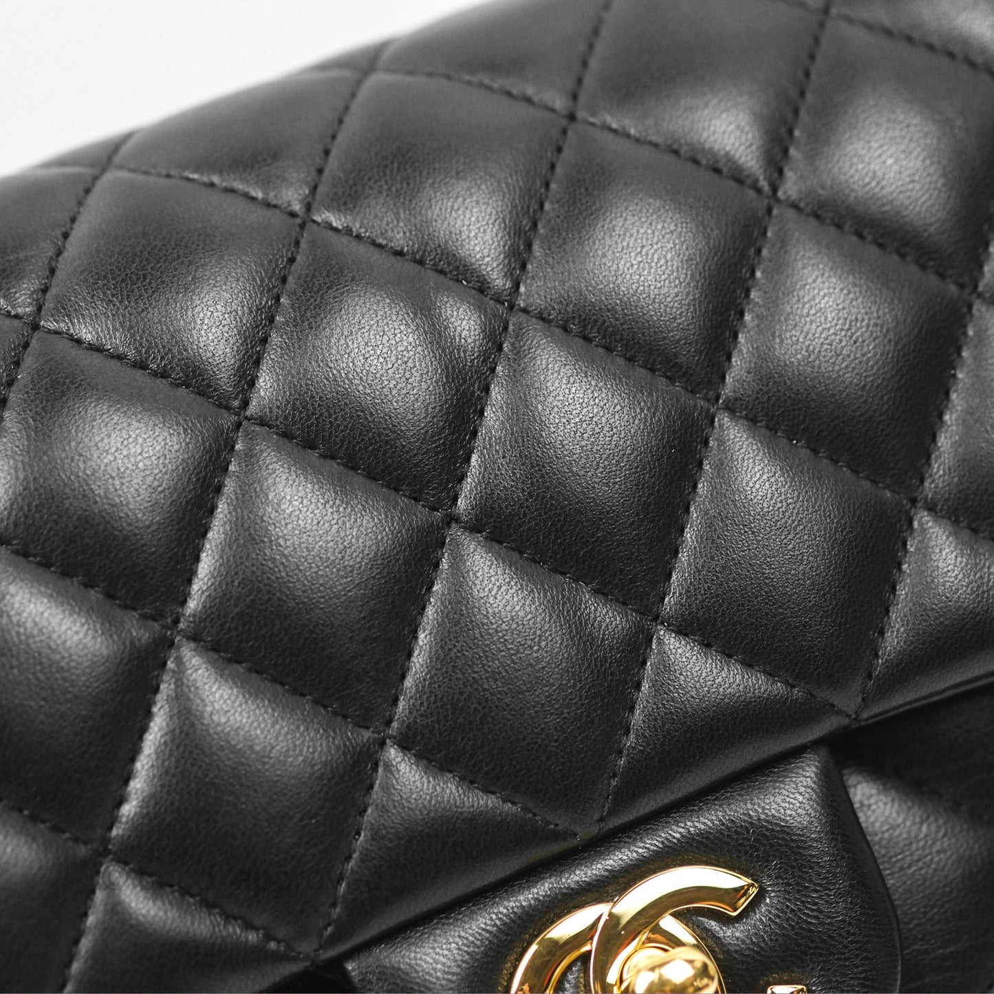 Chanel Classic M/L Medium Flap Quilted Black Lambskin Gold Hardware