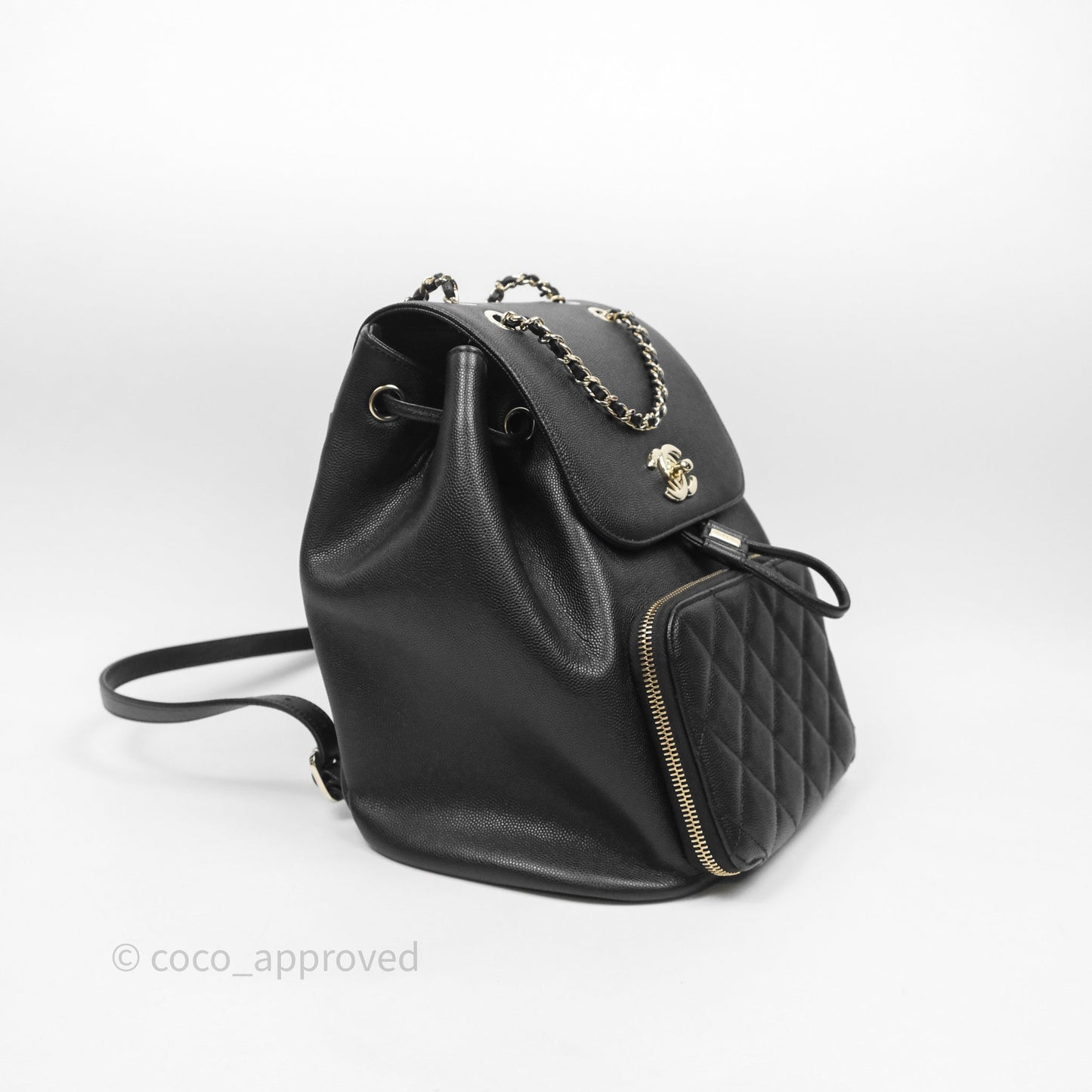 Chanel Quilted Business Affinity Backpack Black Caviar Gold Hardware
