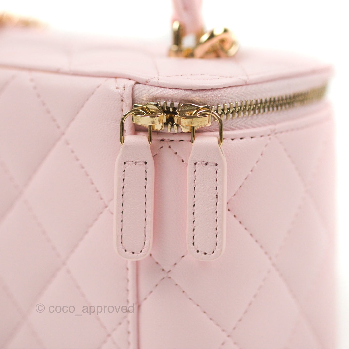 Chanel Vanity Rectangular Top Handle Pink Lambskin Gold Hardware