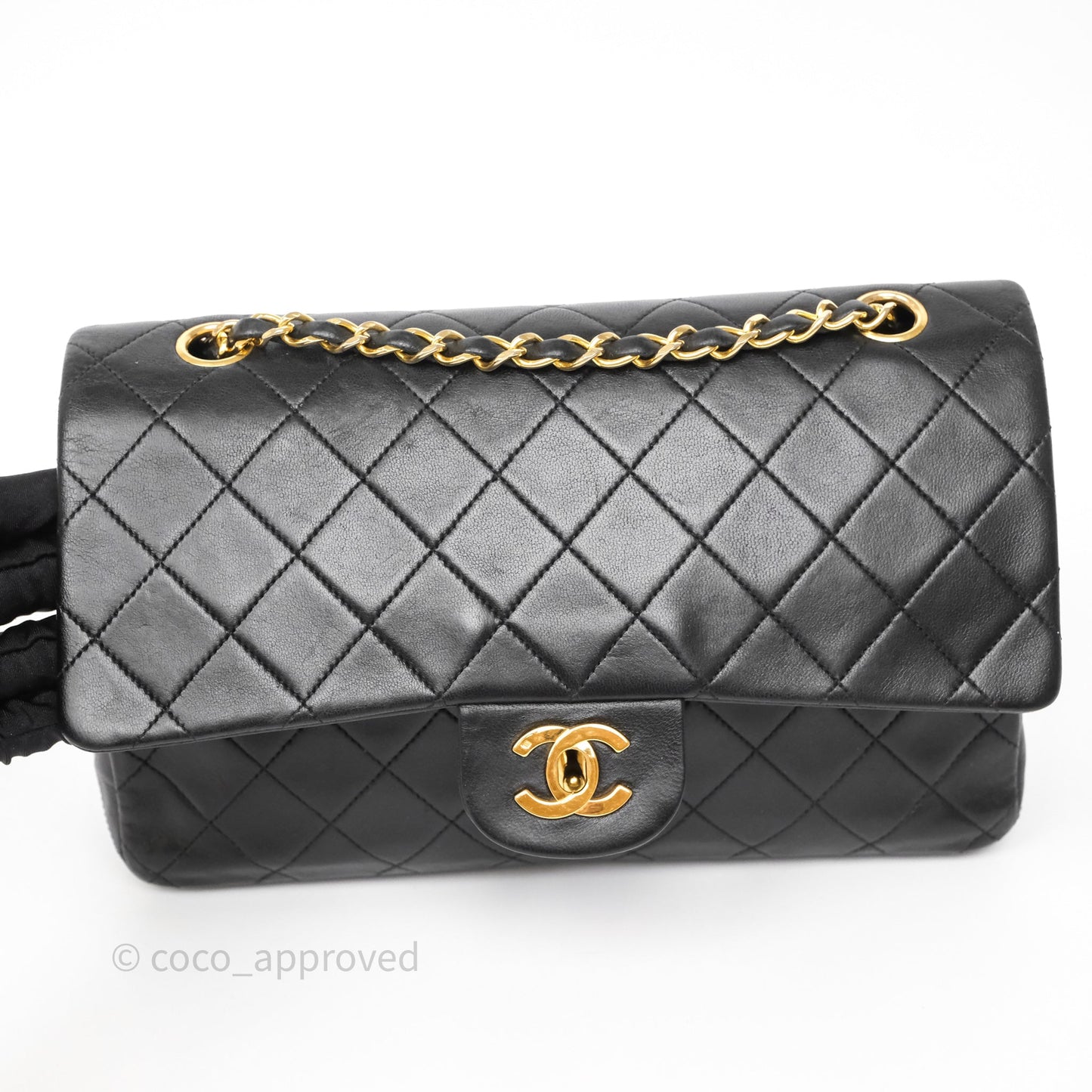 Chanel Vintage Medium Classic Flap Black Lambskin 24K Gold Hardware
