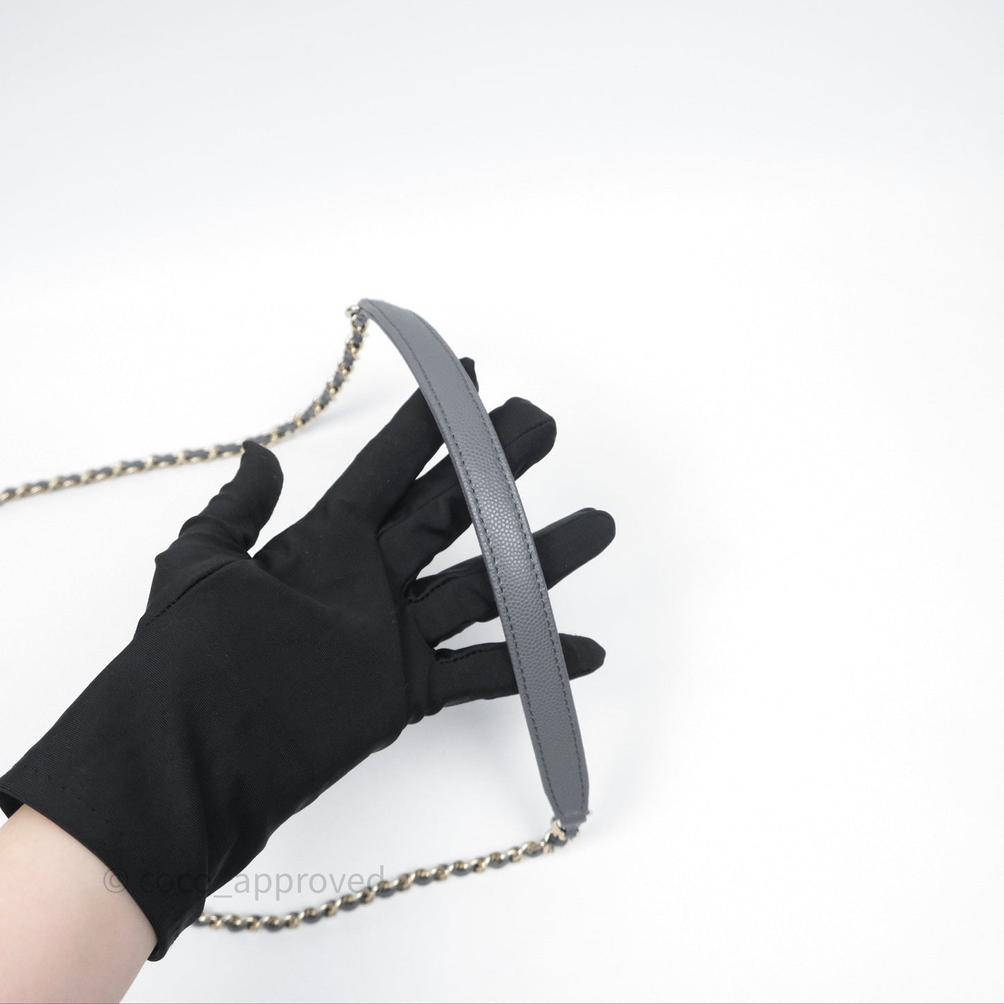 Chanel Small Coco Handle Quilted Grey Caviar Gold Hardware 23K