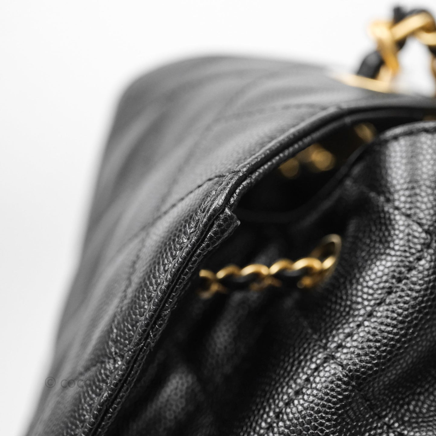 Chanel 25 Medium Black Caviar Aged Gold Hardware