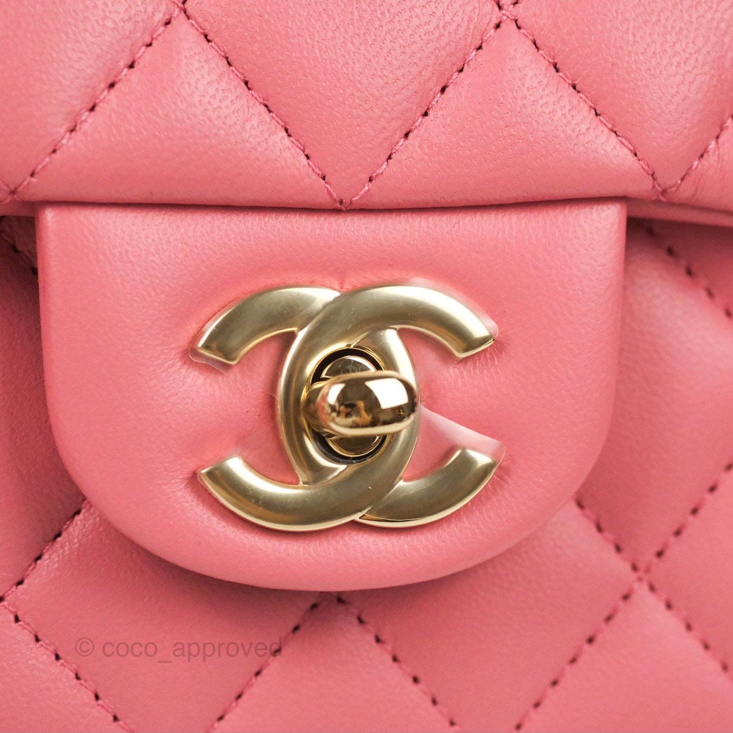Chanel Top Handle Mini Rectangular Flap Bag Pink Lambskin Gold Hardware