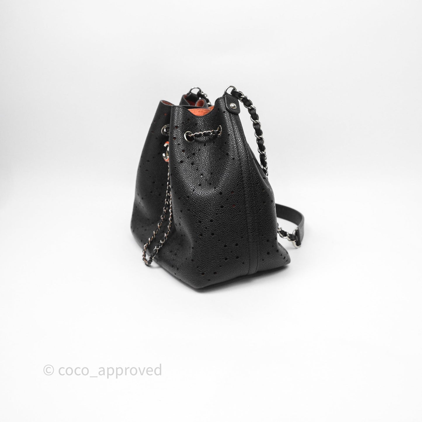 Chanel CC Drawstring Bucket Bag Black Caviar