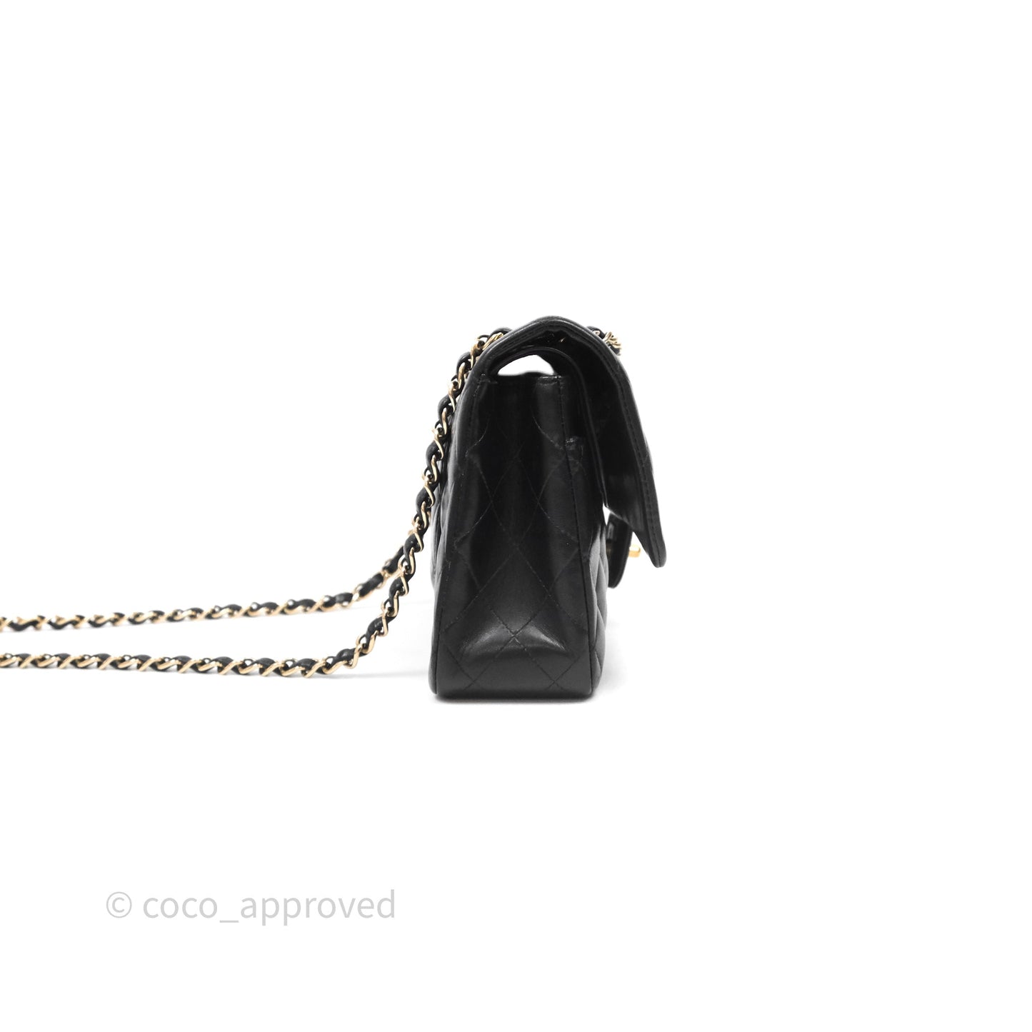 Chanel Vintage Classic M/L Medium Double Flap Black Lambskin 24K Gold Hardware