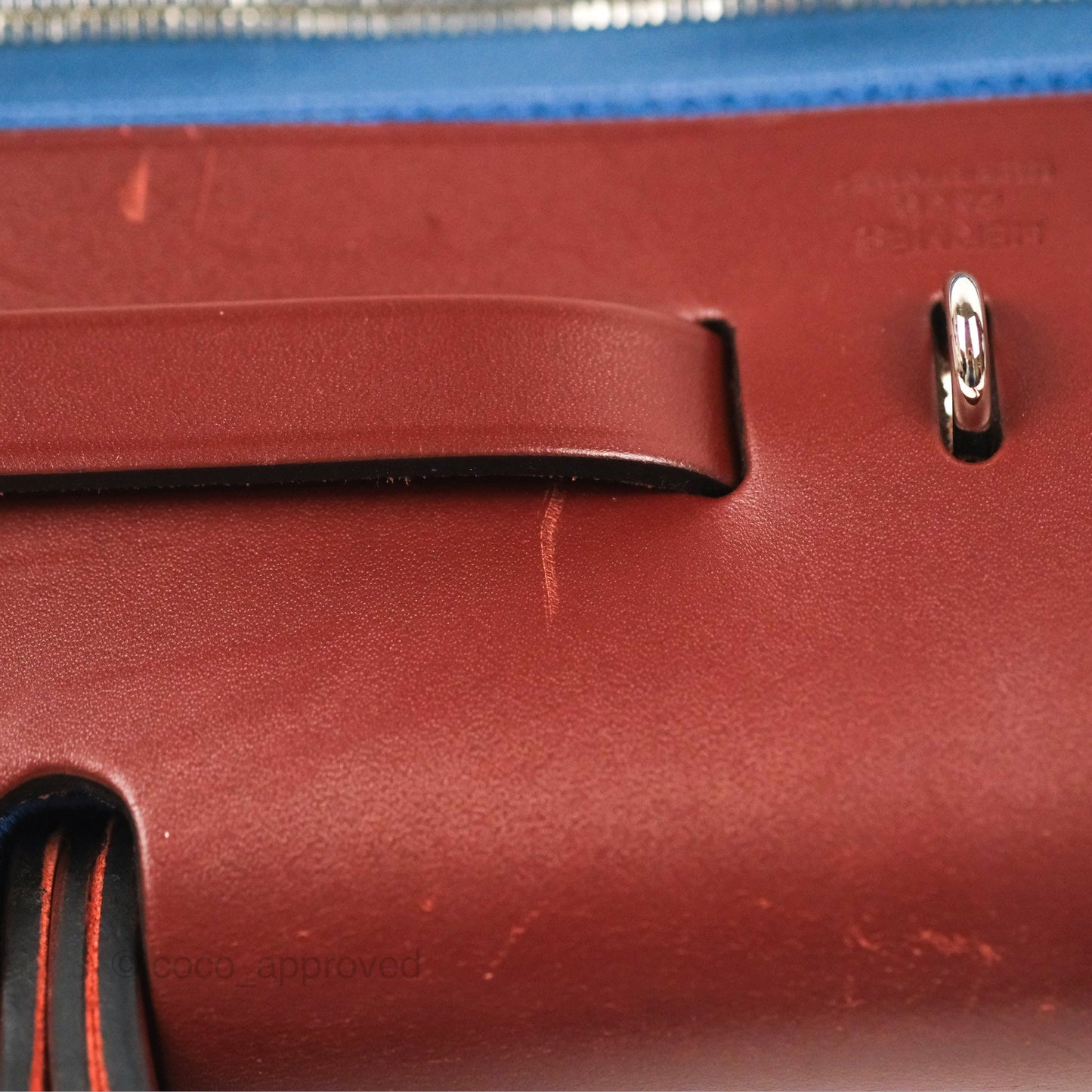 Hermès Herbag Zip 31 Rouge H/Bleu Agate Canvas Palladium Hardware