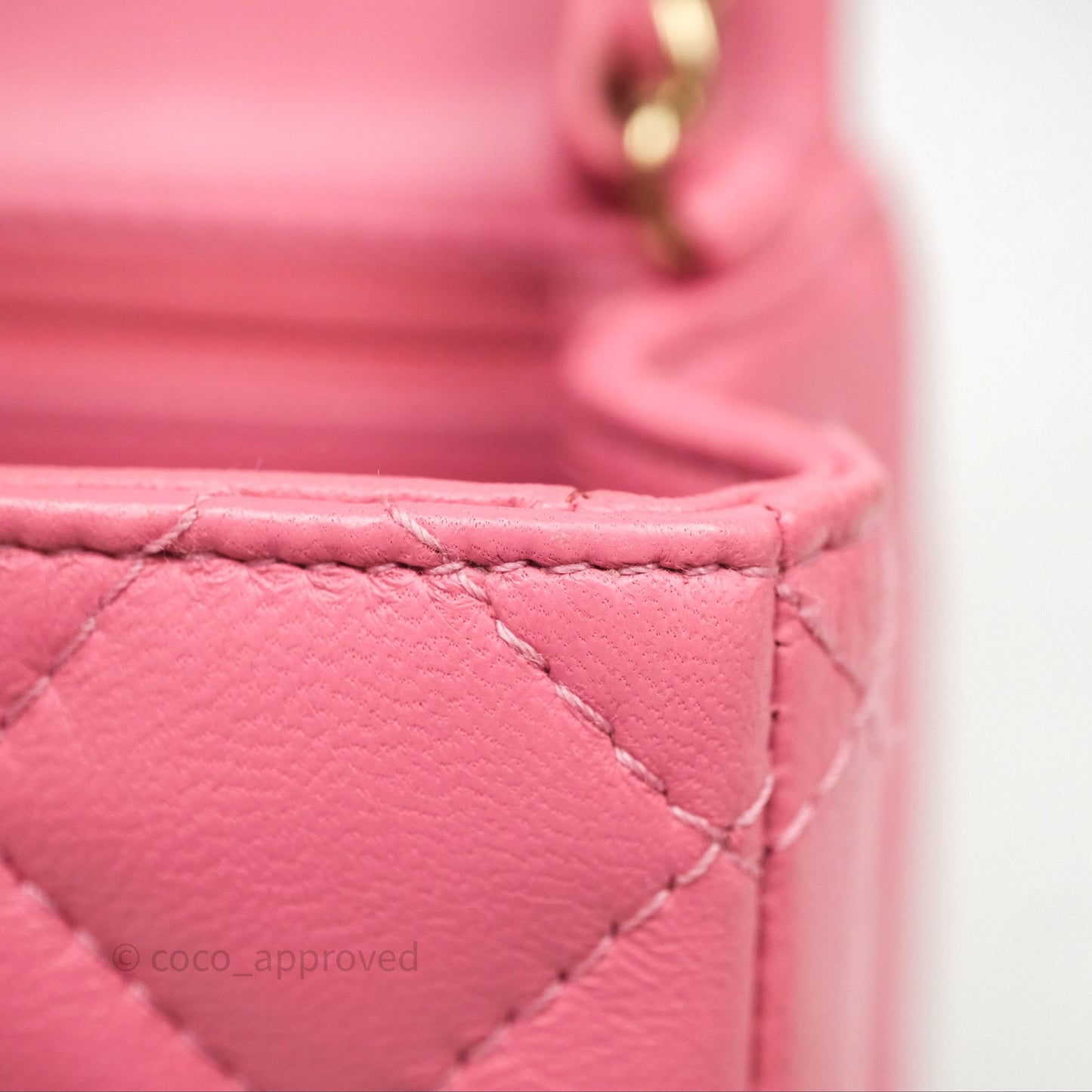 Chanel Mini Square Flap Quilted Pink Lambskin Gold Hardware