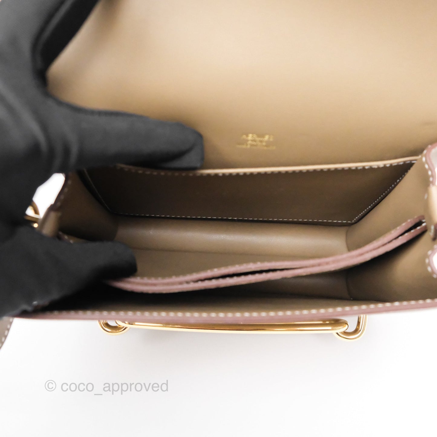 Hermès Roulis Mini 18 Etoupe 18 Swift Gold Hardware