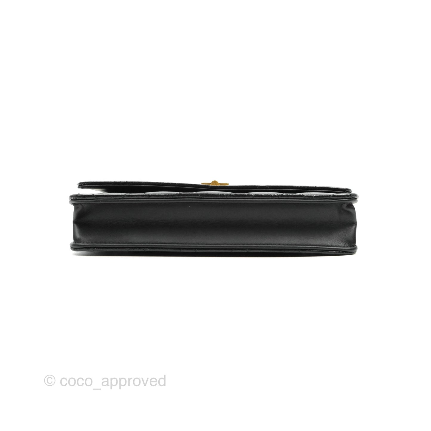Chanel Quilted Reissue WOC Black Glazed Crumpled Calfskin Aged Gold Hardware