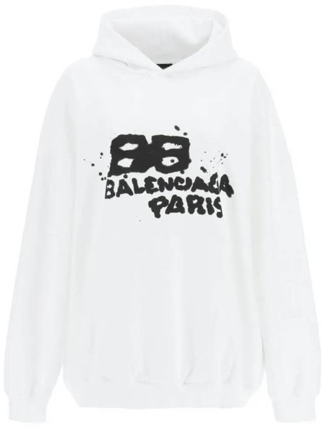 Luxury Balenciaga BB Icon Logo Large Fit Hoodie White