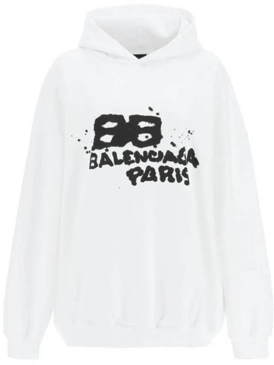 Luxury Balenciaga BB Icon Logo Large Fit Hoodie White