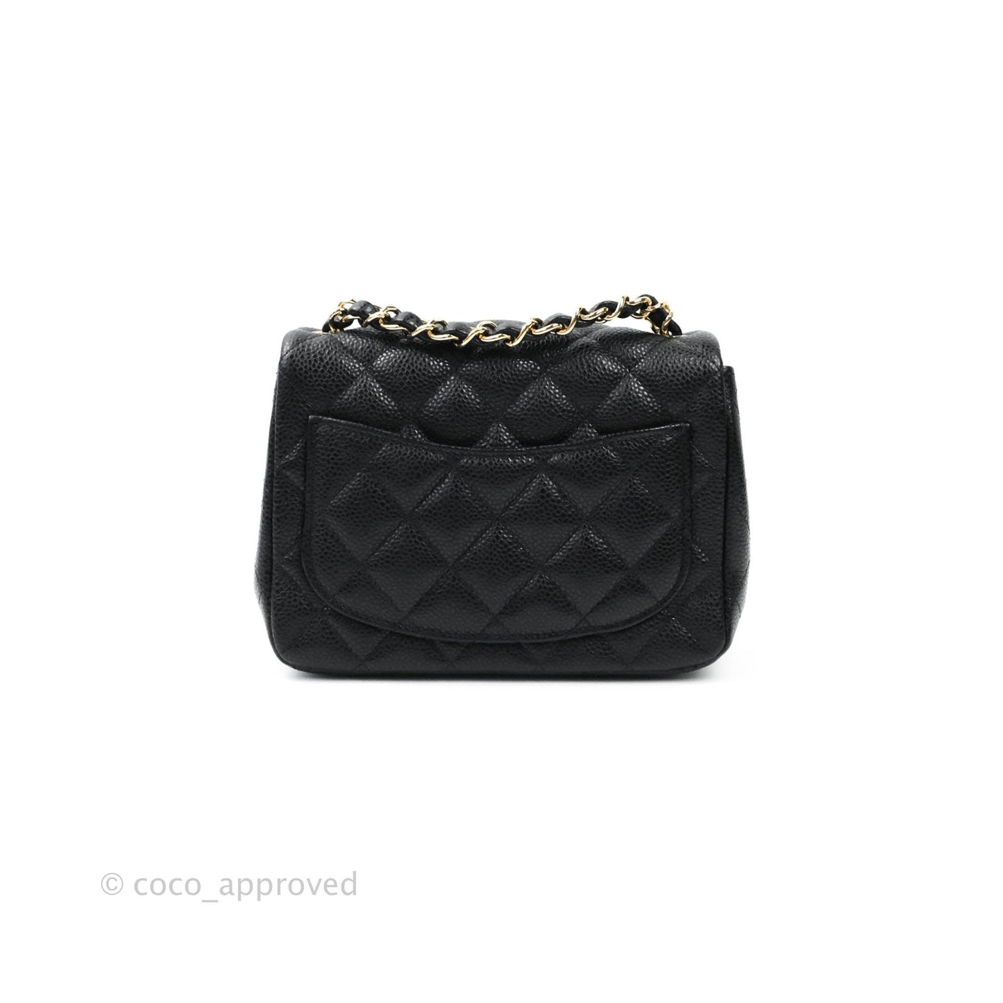 Chanel Mini Square Black Caviar Gold Hardware 18S