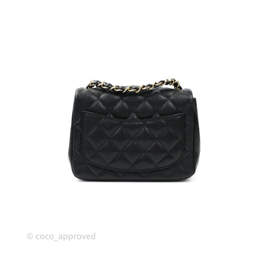 Chanel Mini Square Black Caviar Gold Hardware 18S