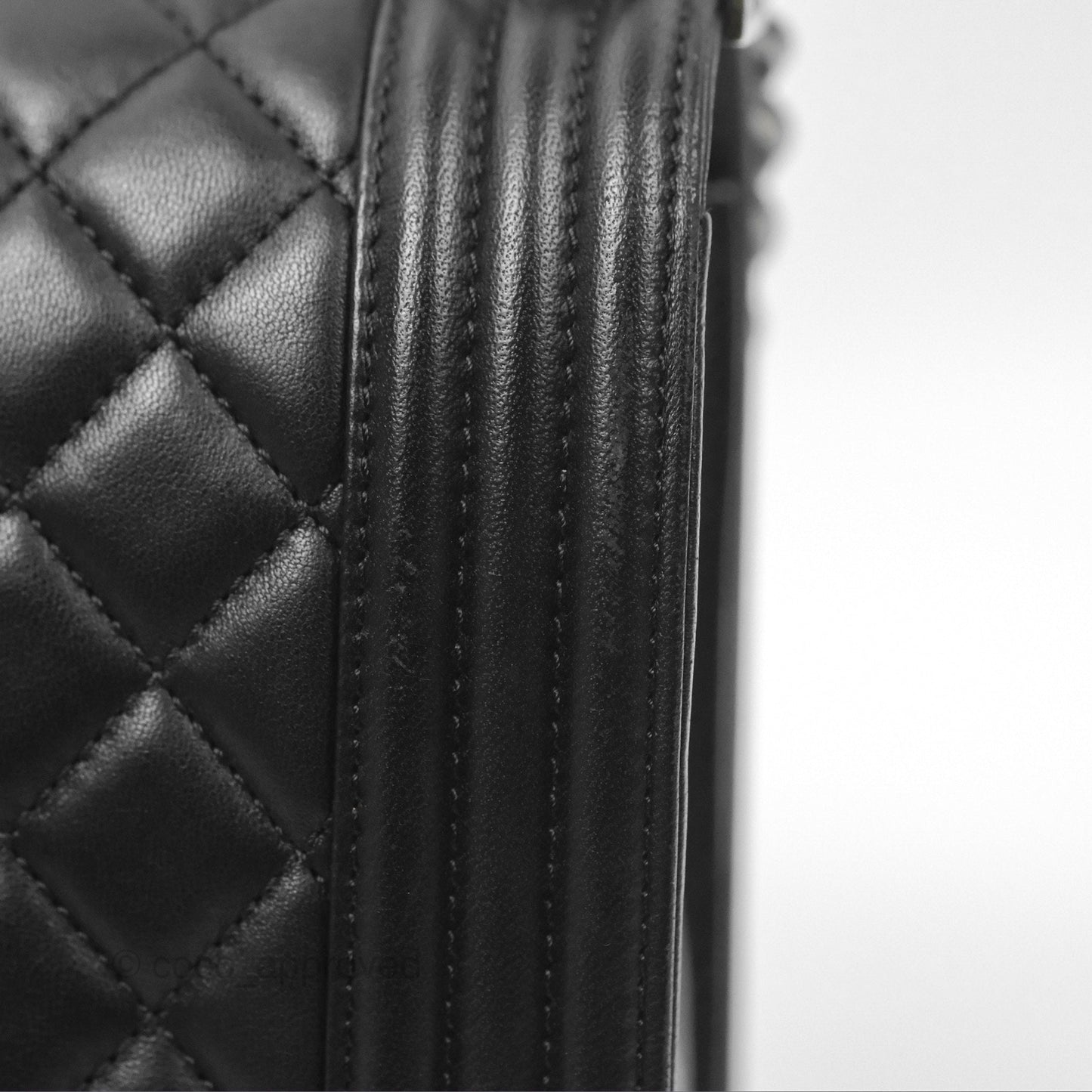 Chanel Quilted Medium Boy Black Calfskin Ruthenium Hardware