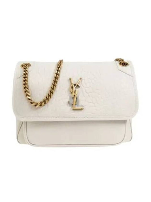 Luxury Saint Laurent Nikki Medium Chain Shoulder Bag Blanc Vintage