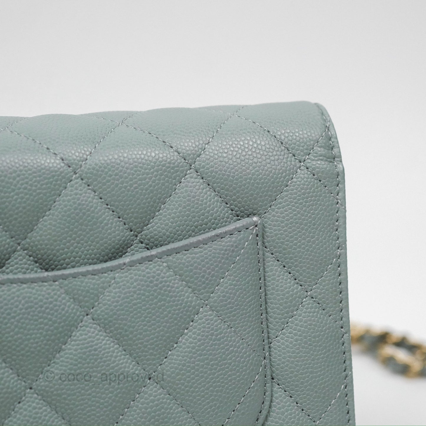 Chanel Quilted Classic Wallet on Chain WOC Green Caviar Silver Hardware