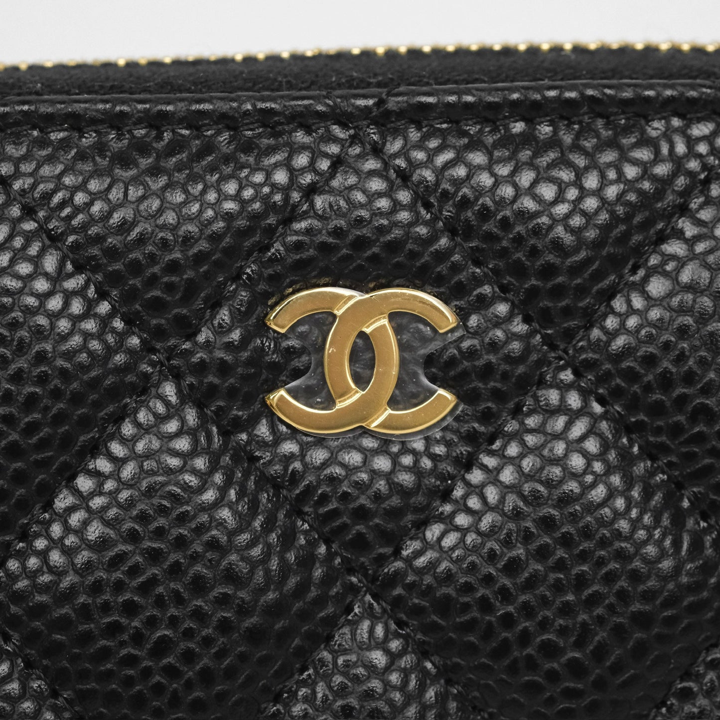 Chanel Classic Zipped Coin Purse Black Caviar Gold Hardware