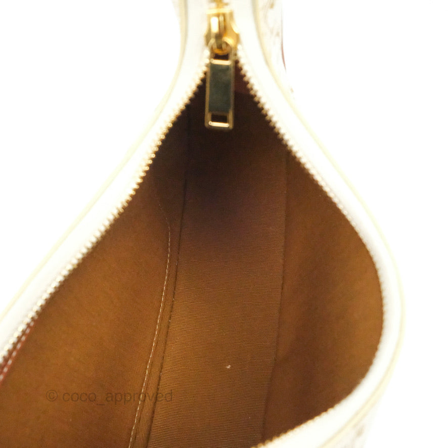 Celine Ava Bag In Triomphe Canvas Calfskin White