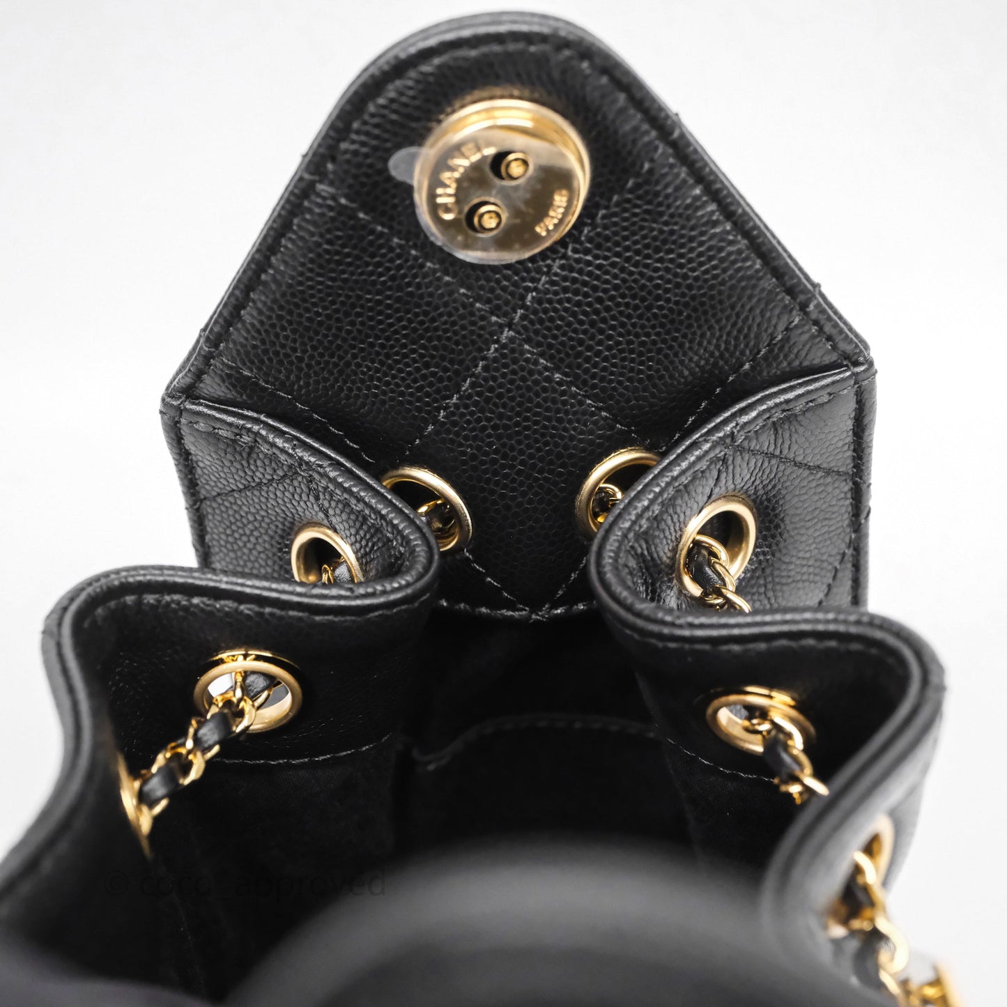 Chanel 25 Mini Bag Black Caviar Gold Hardware