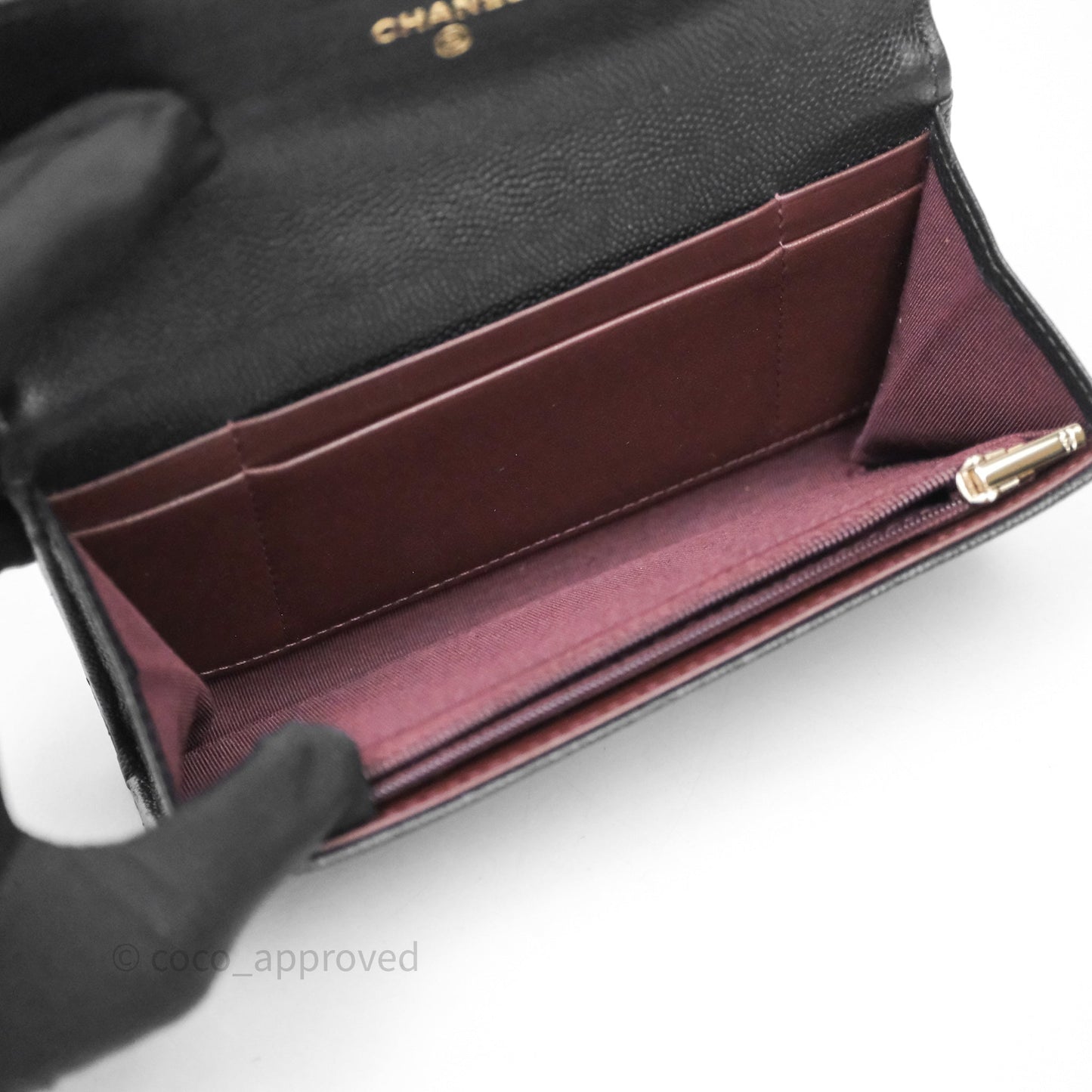 Chanel Classic Long Black Caviar Flap Wallet Silver Hardware
