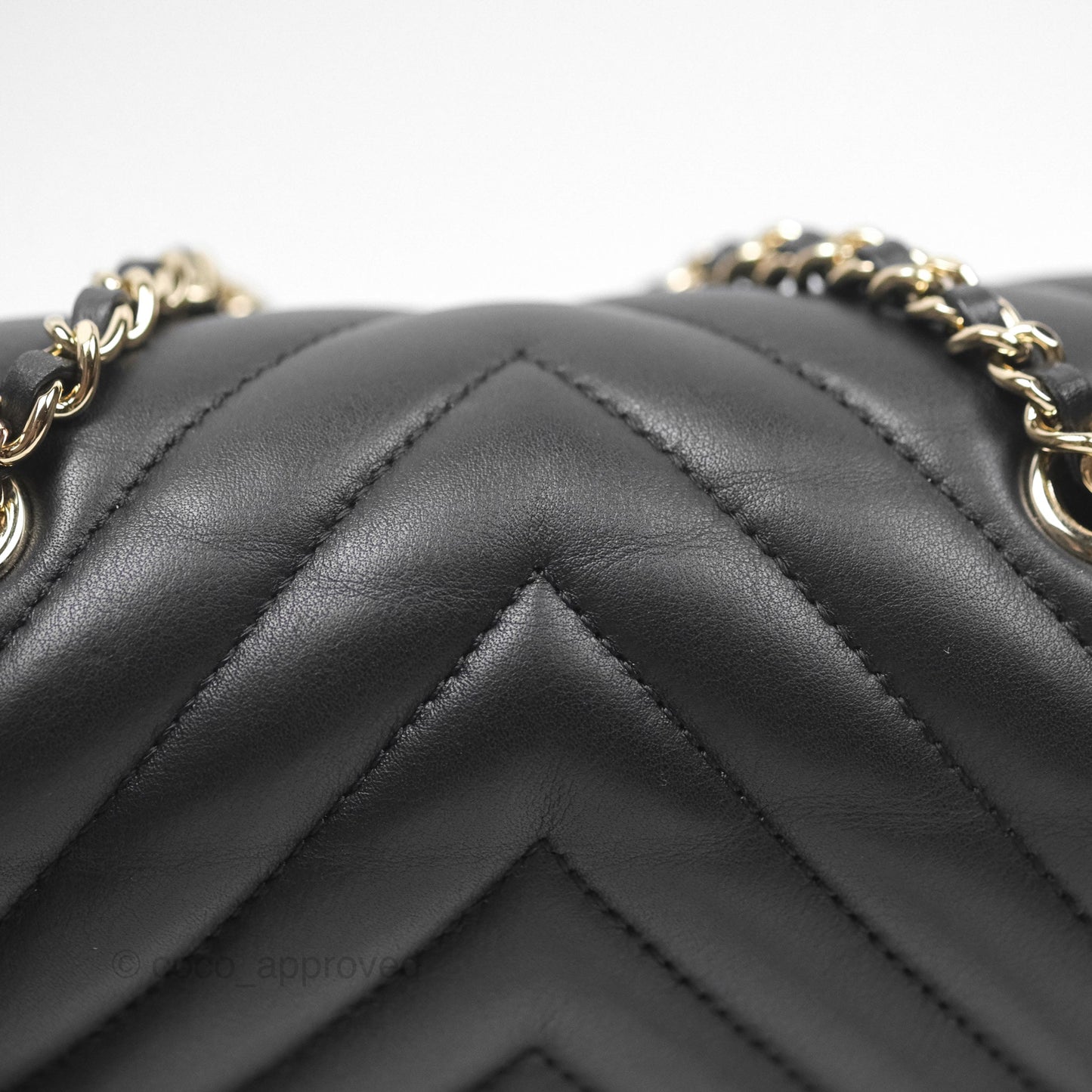 Chanel Small Statement Chevron Flap Bag Black Gold Hardware