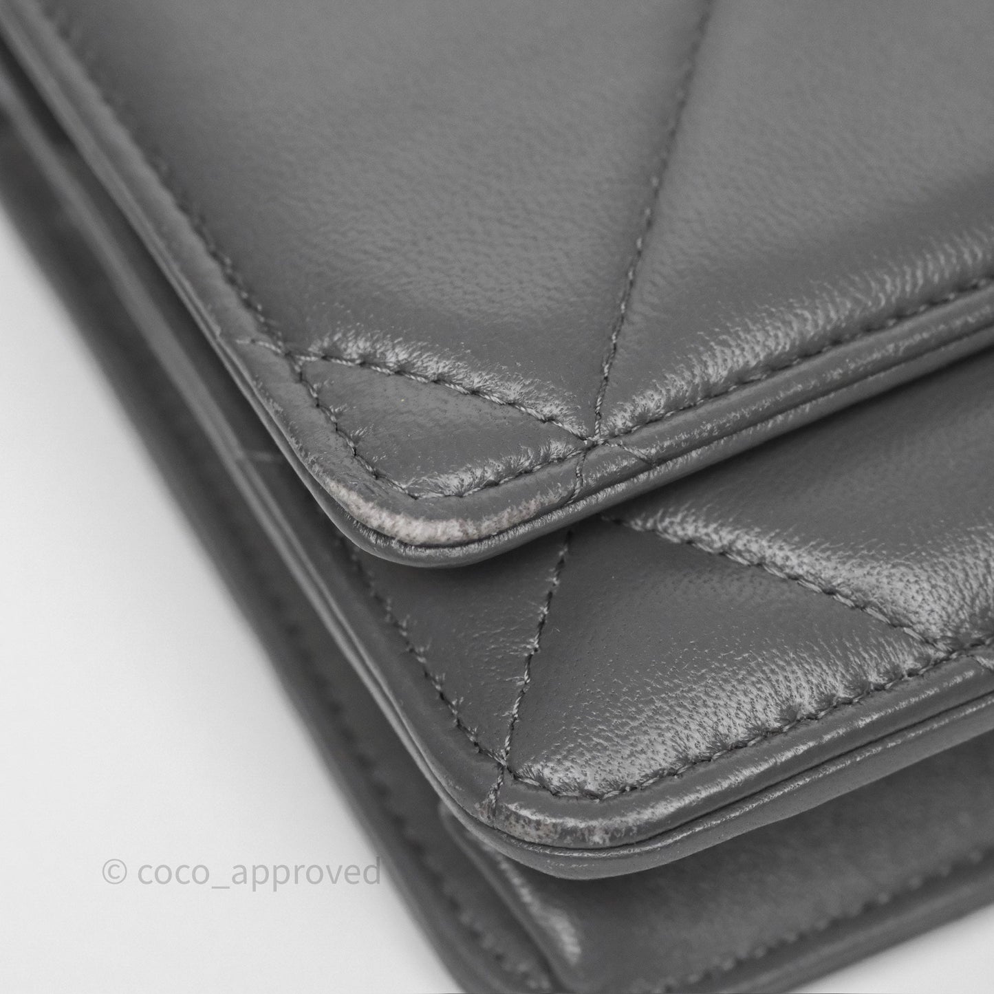 Chanel 19 Wallet on Chain WOC Grey Lambskin Mixed Hardware