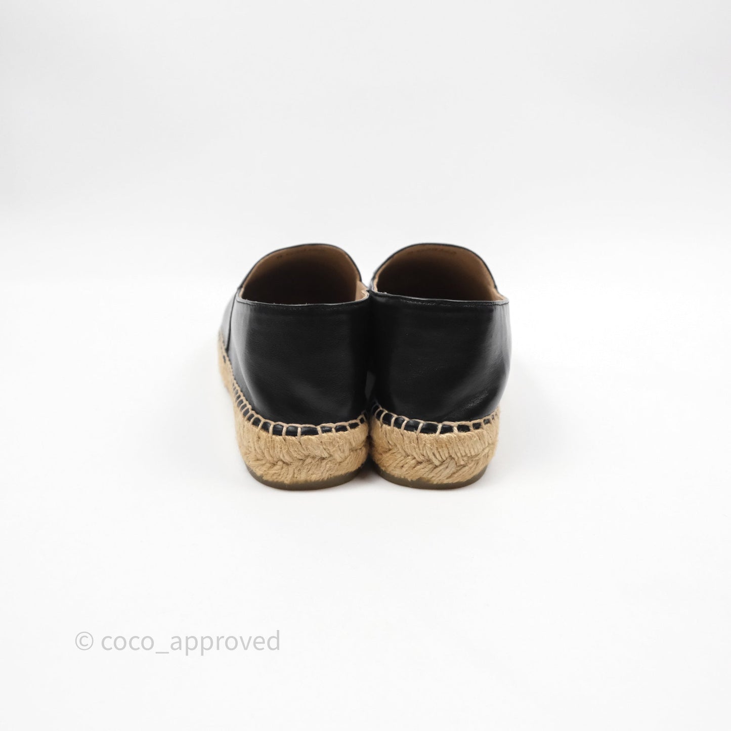 Chanel Espadrille Black Leather Size 38